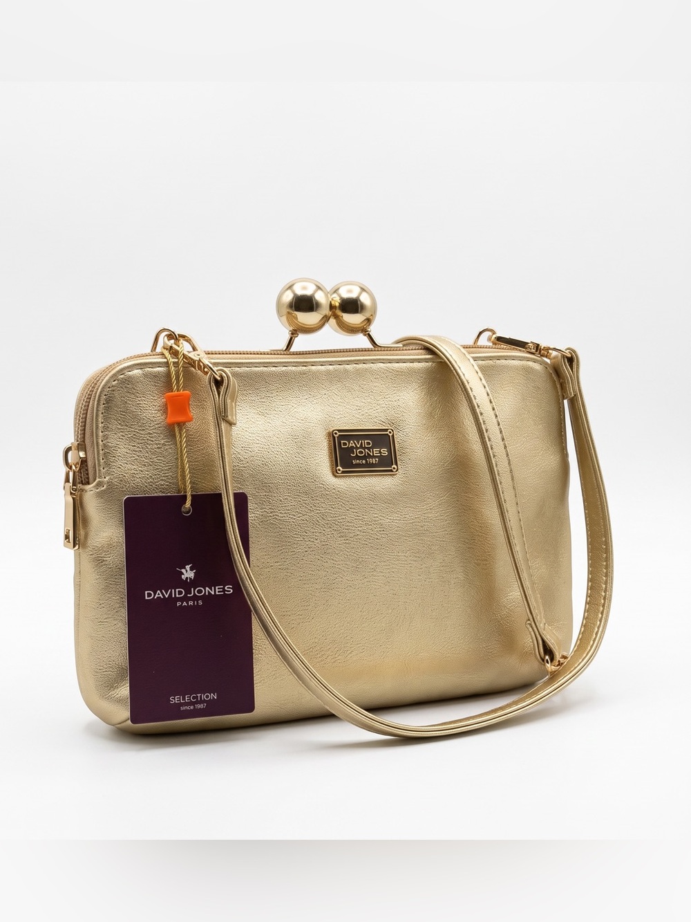 DAVID JONES PARIS GENUINE LEATHER CROSSBODY PURSE NEW